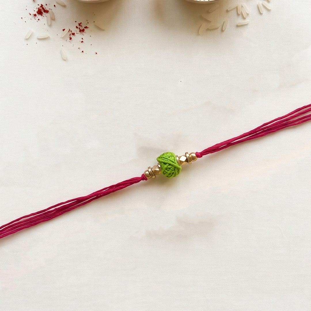 Handcrafted Color Pop Thread Rakhi With Roli Chawal For Brother