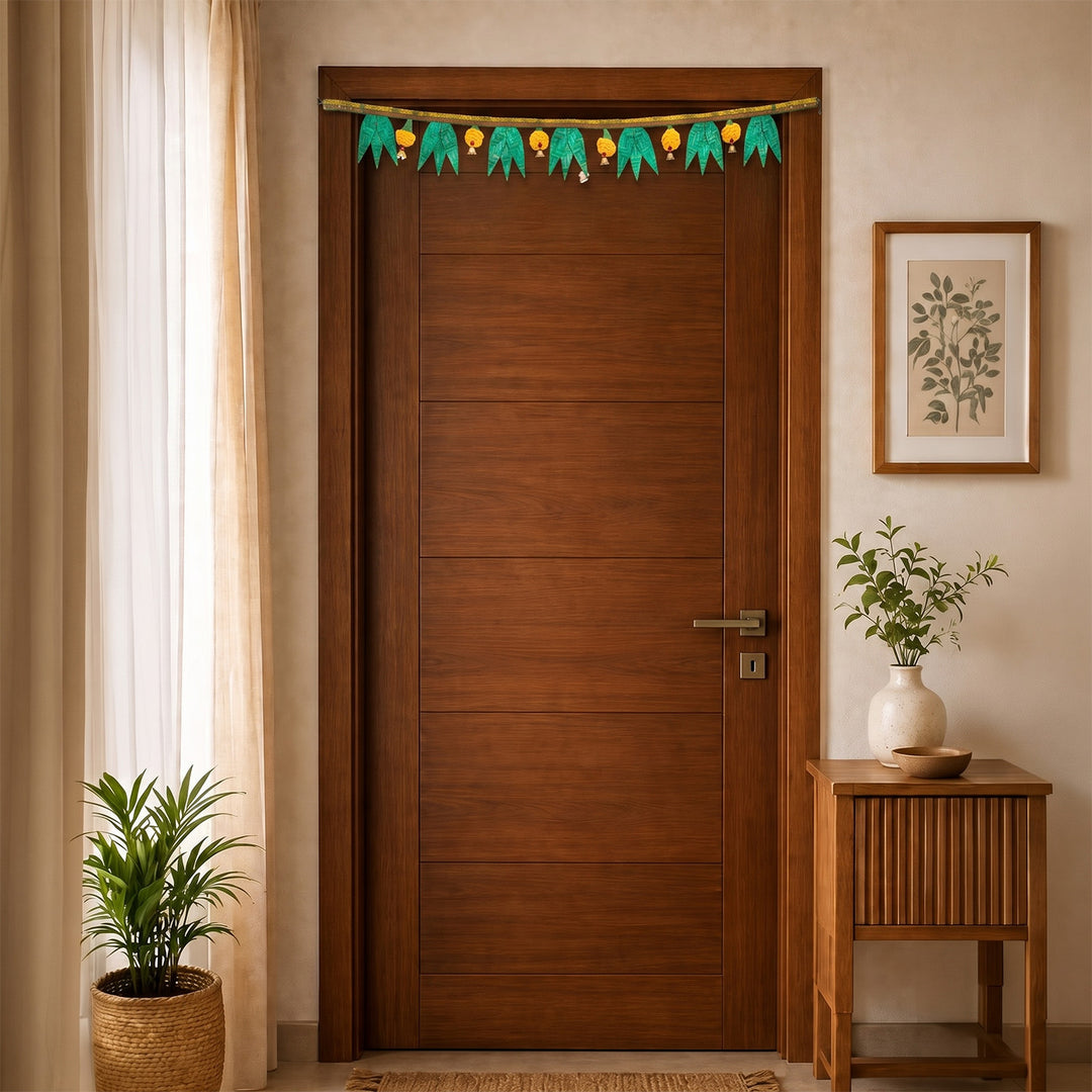 "Utsav" Handcrafted Mango Leaf Bamboo Toran for Diwali Decor