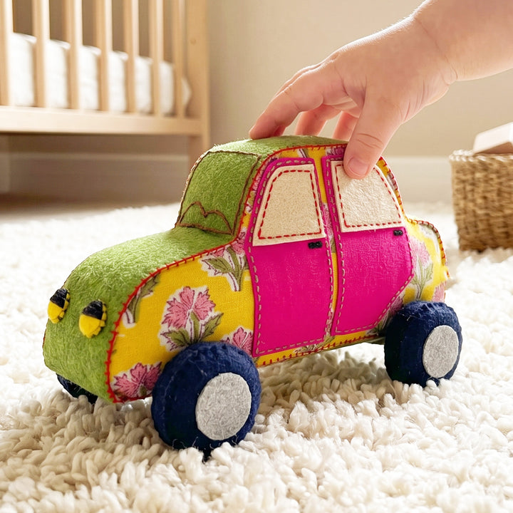 Handmade Yellow & Pink Car Toy