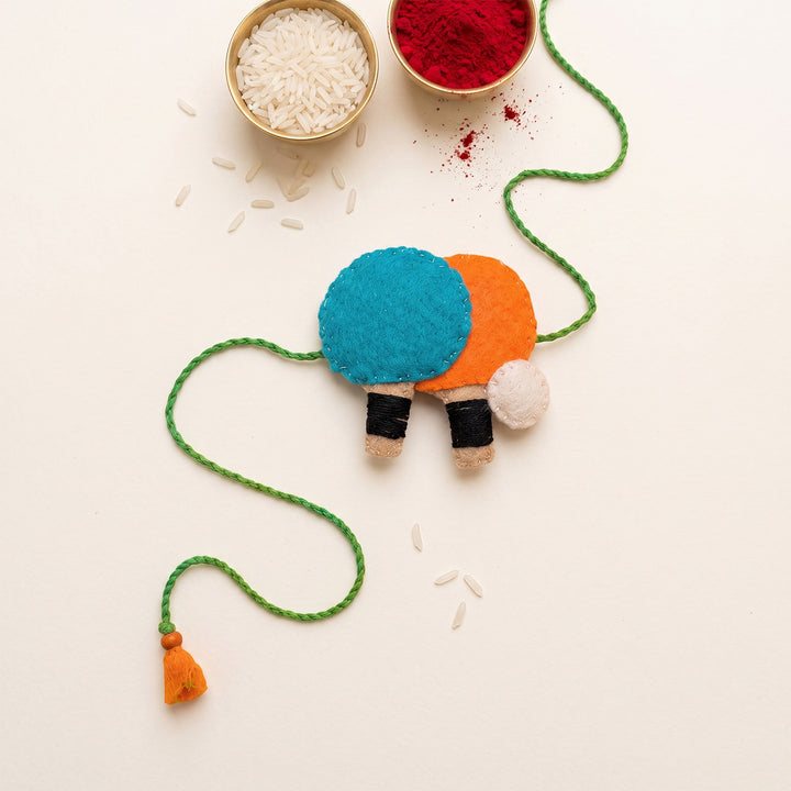 Hand Embroidered Table Tennis Racket Rakhi With Magnet For Brother