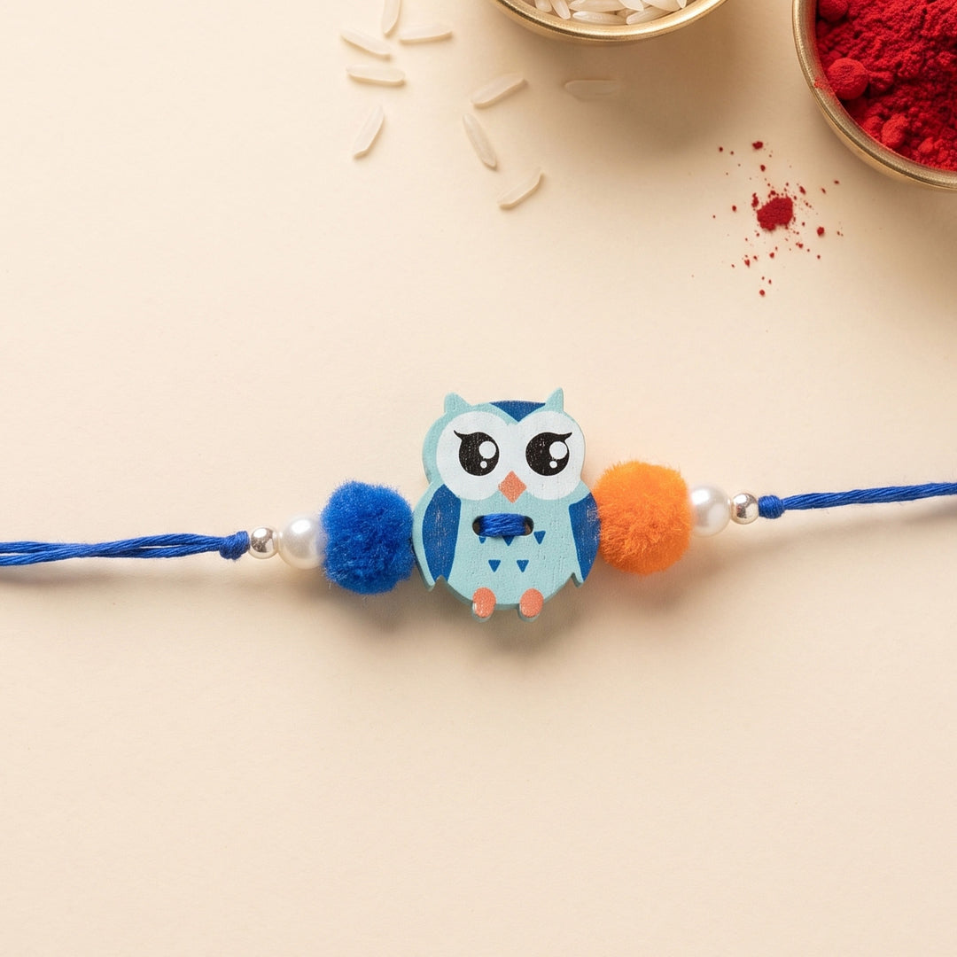 Wise Owl Handcrafted Wooden Kids Rakhi With Roli Chawal For Brother