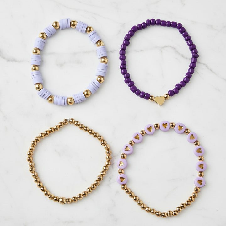 4 Pc | Lavender Haze Stackable Clay Beaded Bracelet For Girls
