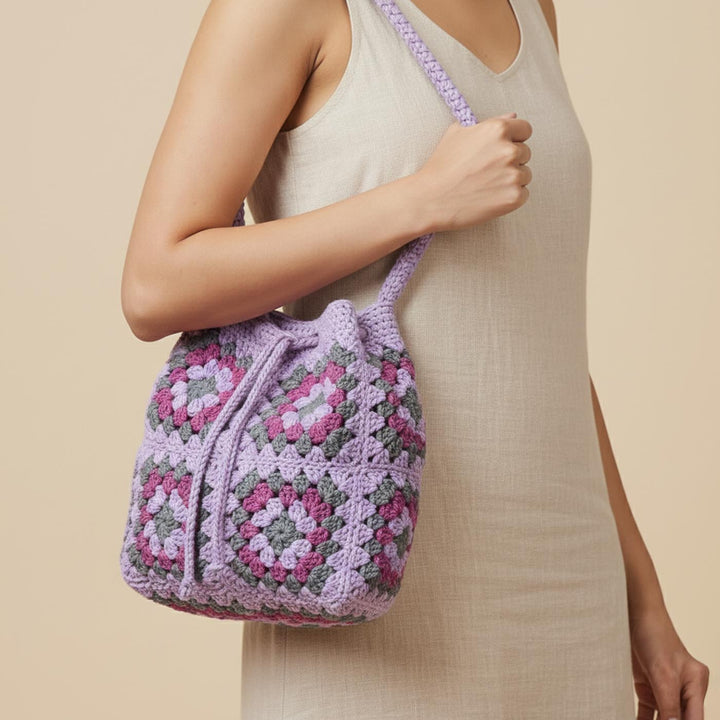 Handmade Crochet The Purple Cotton Tote Bag