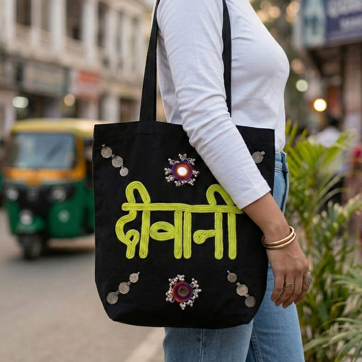 Hand-Embroidered Dori Work Deewani Tote Bag