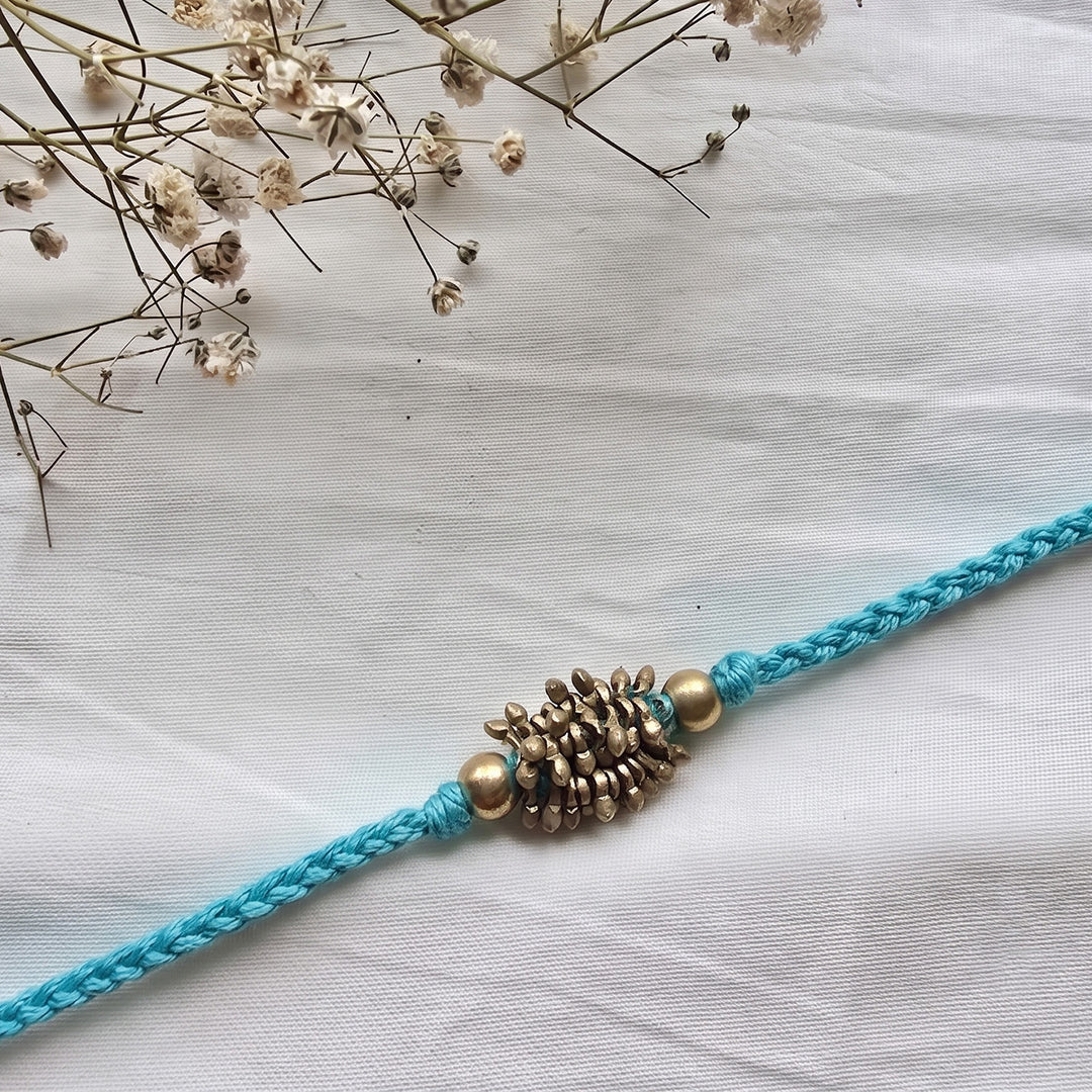 Beaded Zarna Brass Beads Rakhi With Roli Chawal For Brother