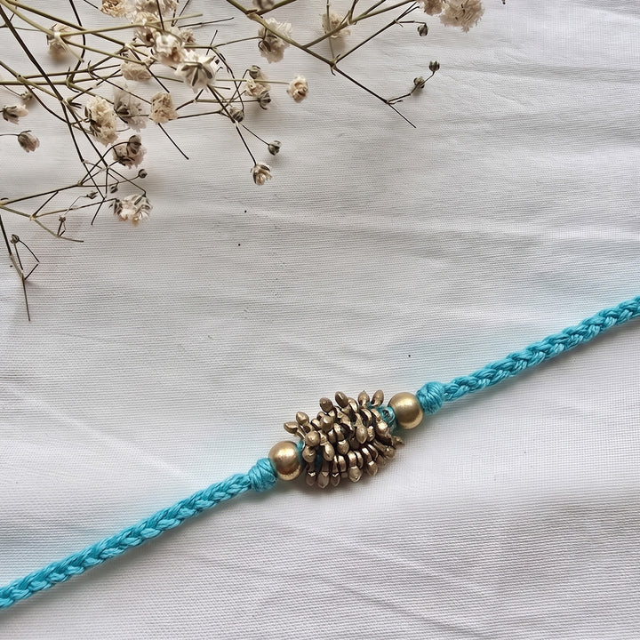 Beaded Zarna Brass Beads Rakhi With Roli Chawal For Brother