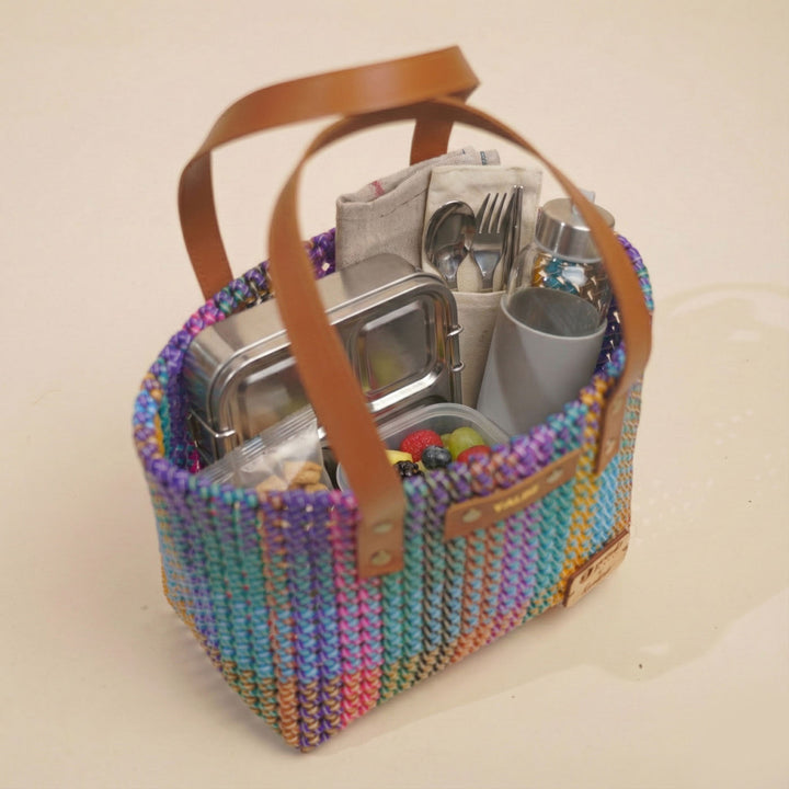 Multicolor Madras Checks Mukhya Knot Handmade Small Koodai Bag