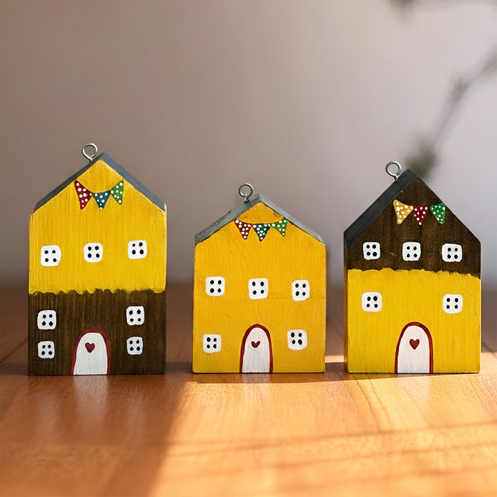 3 pc | Little Sunshine Village Handcrafted Miniature Wooden Houses