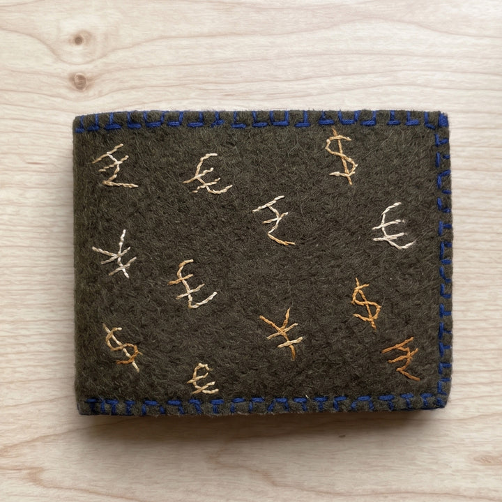 Handmade Travel Currency Sign Wallet | Green