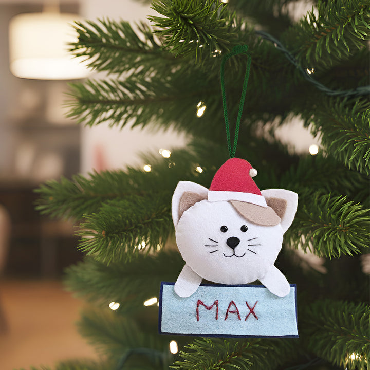 Personalized Handmade Cat Theme Felt Christmas Ornament