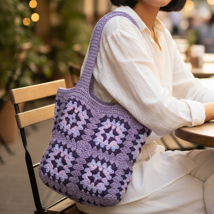 Handmade Crochet The Lavender Cotton Tote Bag