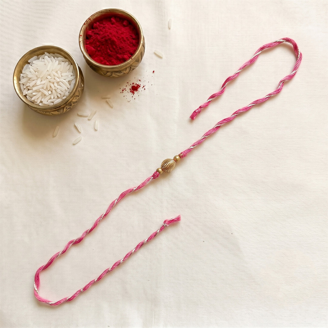 Handmade Dabka Beaded and Silver Thread Rakhi With Roli Chawal For Bhaiya