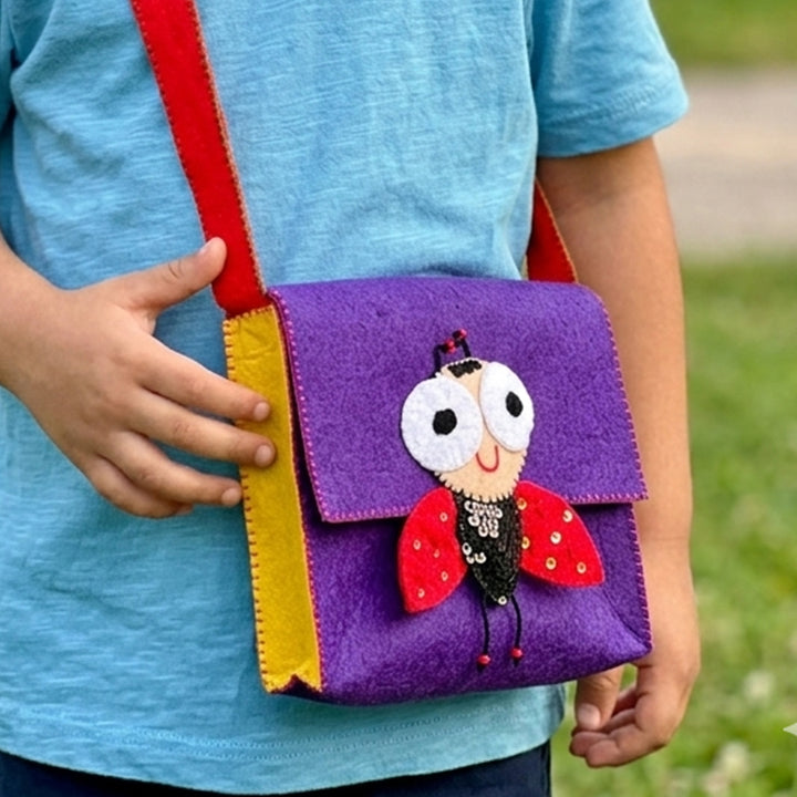 Handmade Purple Beetle Sling Bag Girls | 3+