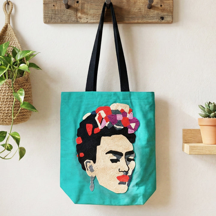Hand-Embroidered Dori Work All Season Frida Tote Bag
