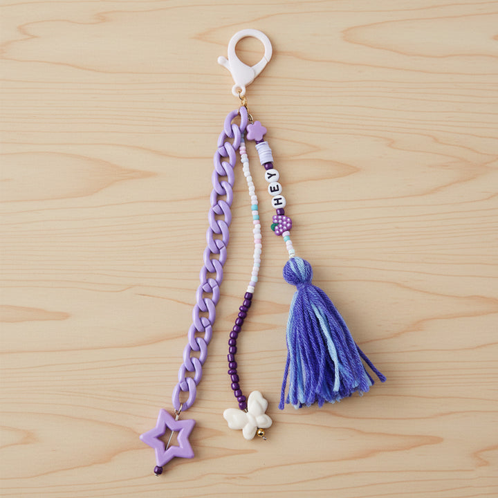 Personalized Beaded Purple Star Bag Charm For Kids