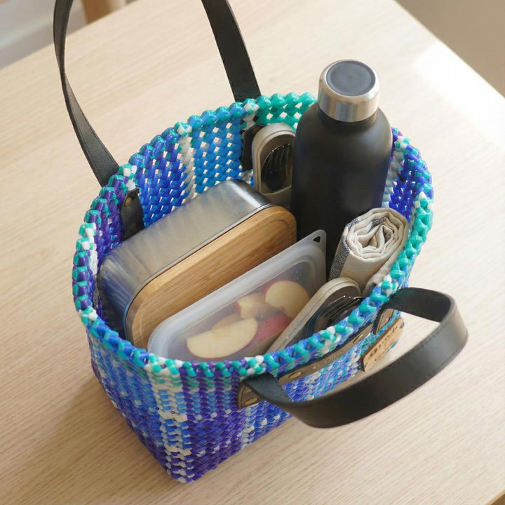 Blue Checks Mukhya Knot Handmade Small Koodai Bag