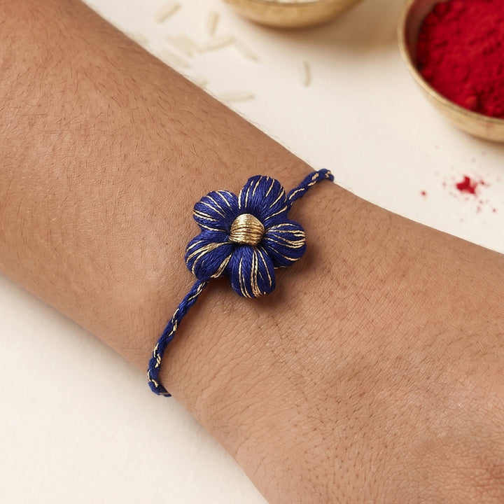 Handmade Crochet Flower Rakhi With Roli Chawal For Bhaiya
