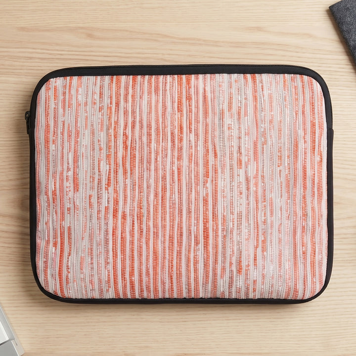 Handcrafted Orange and White Striped Upcycled Plastic 14" Laptop Sleeve