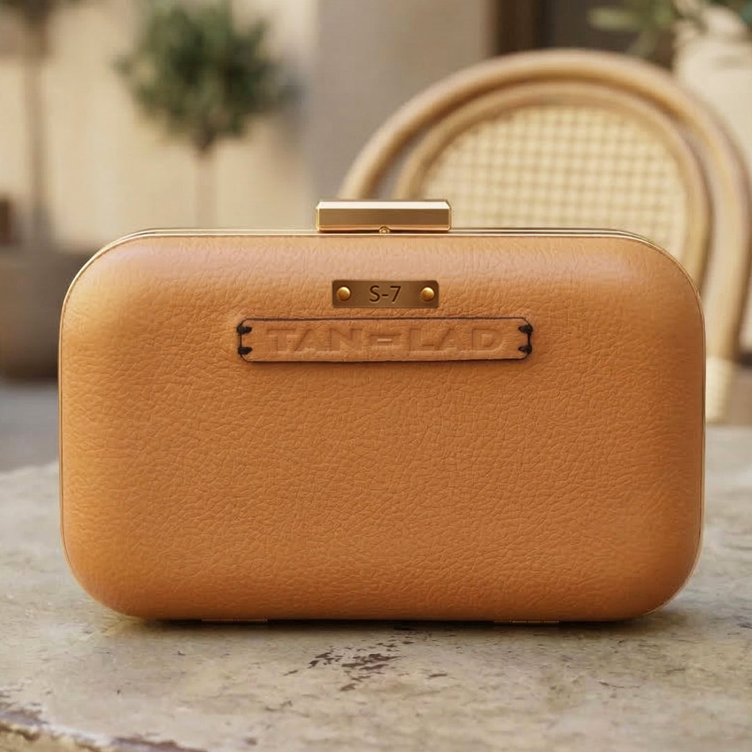 Personalized Orange Jewels Leather Clutch