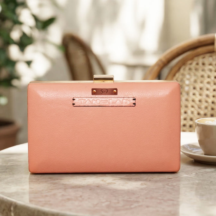 Personalized Pink Brick Leather Clutch