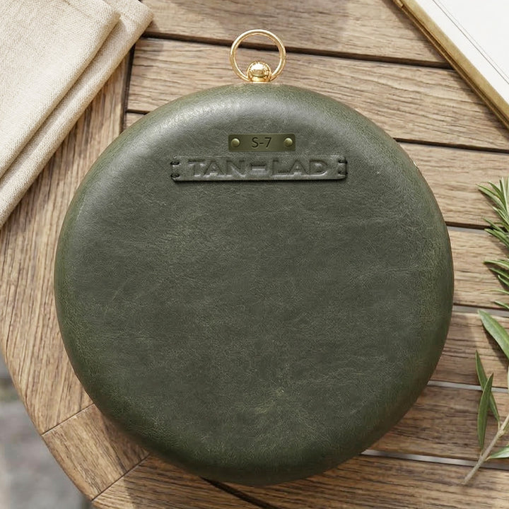 Personalized Green Round Leather Clutch