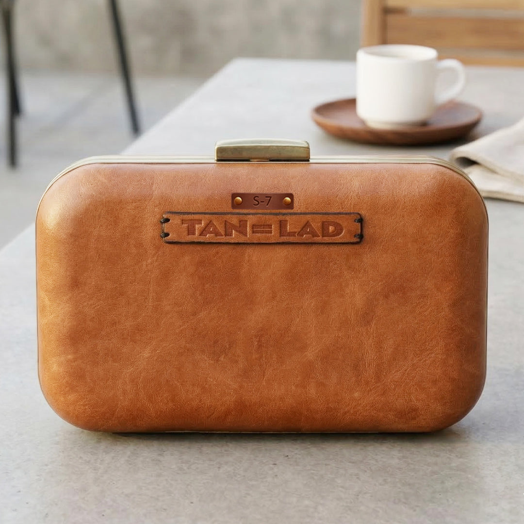 Personalized Brown Jewels Leather Clutch