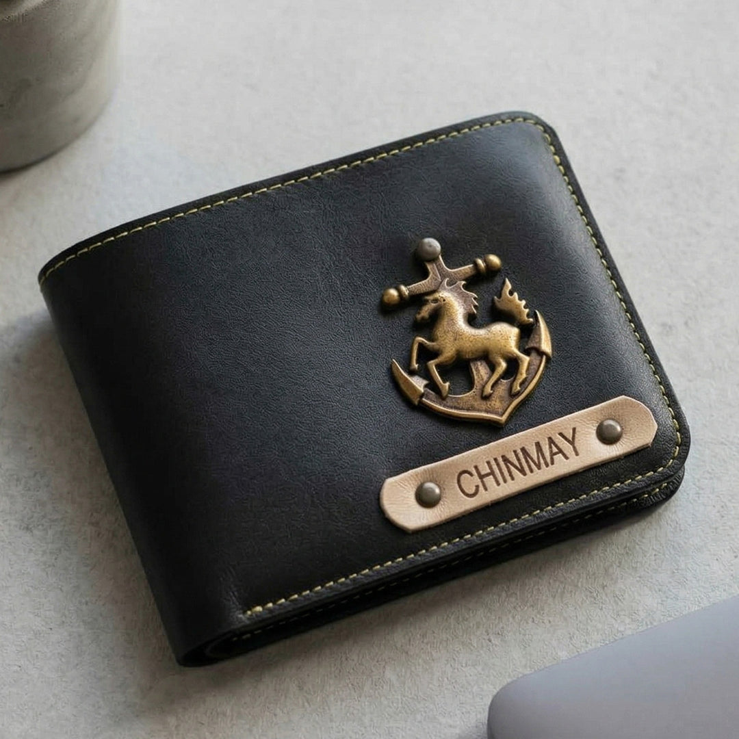 Personalized Faux Leather Men's Wallet With Charm