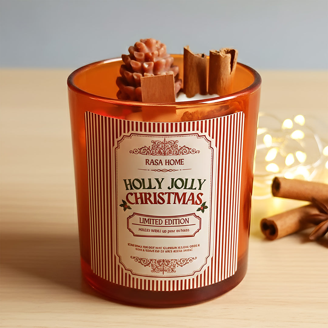 Handmade Holly Jolly Soy Wax Scented Candle Jar