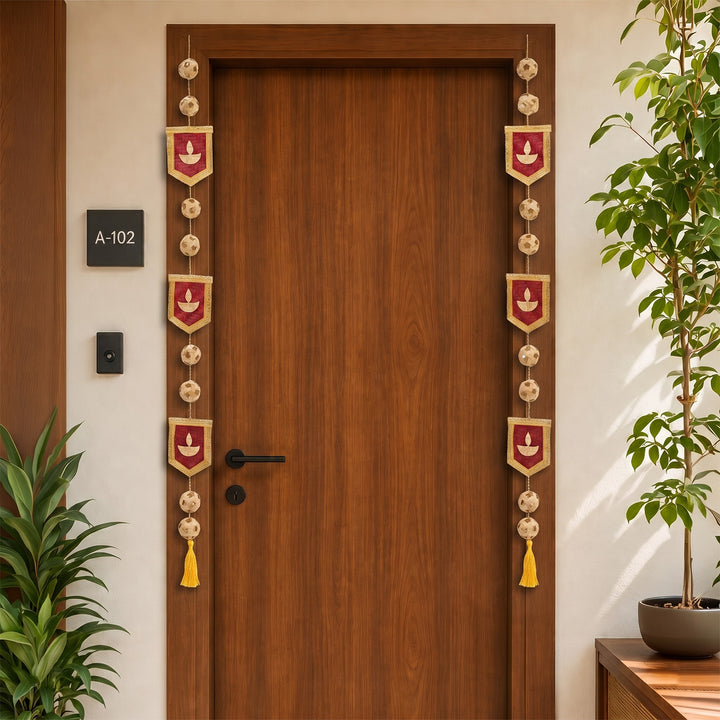 Set of 2 | "Jyot" Handcrafted Bamboo Diya Wall Hanging For Festive Decor