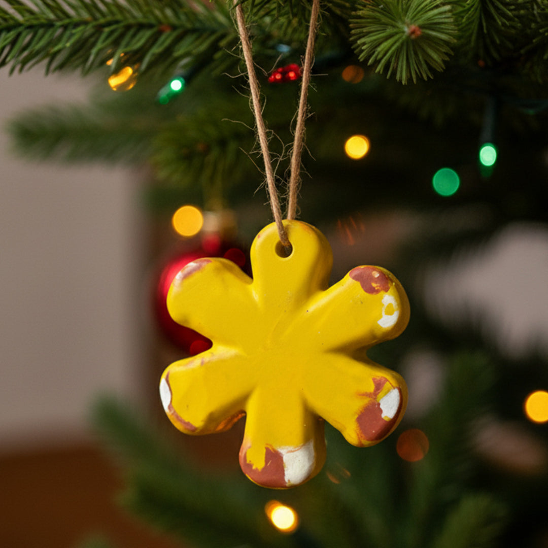 Handmade Snowflake Wax Crayon Christmas Ornament