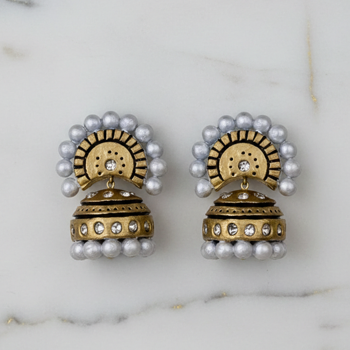 Handmade Antique Pearl Terracotta Earrings
