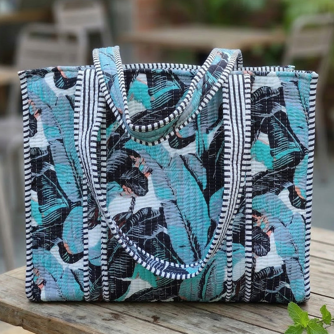 Handmade Tropical Nights Cotton Tote Bag