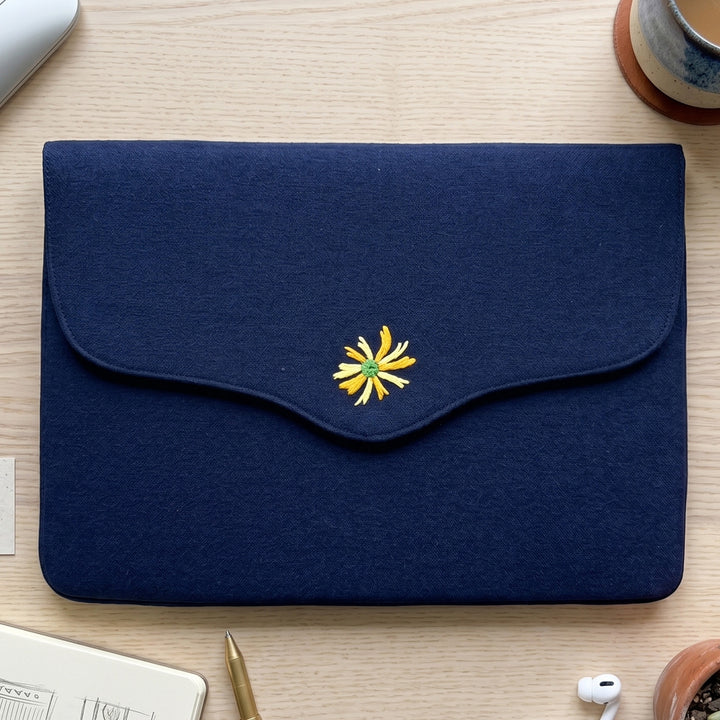 Corsage Aari Embroidered Navy Blue Laptop Sleeve