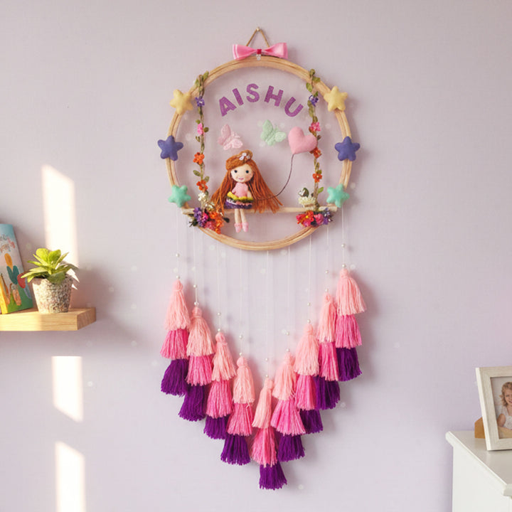 Personalized Dreamy Garden Theme Kids Name Plate With Tassels