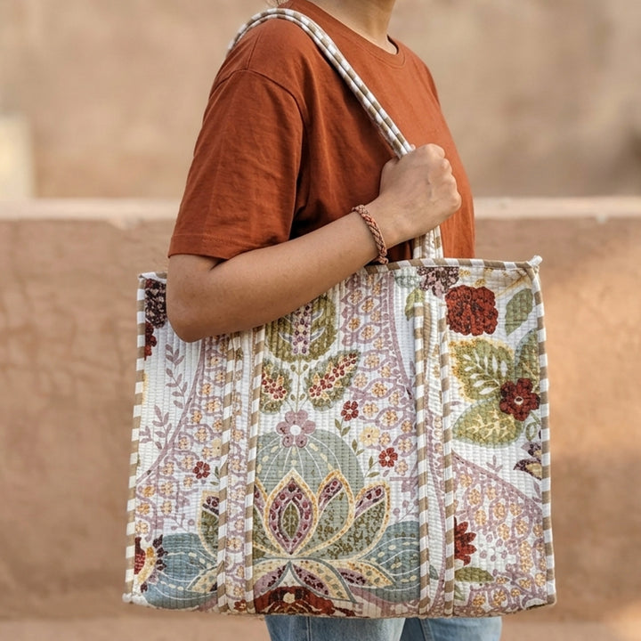 Handmade English Garden Cotton Tote Bag