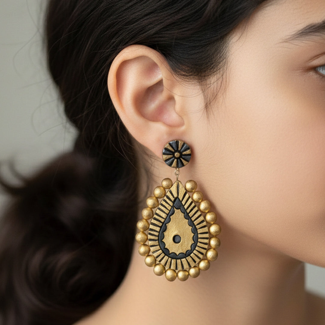 Handmade Ornate Terracotta Earrings