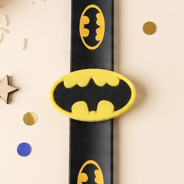 Handmade Batman Silicone Slap Band Rakhi For Kids With Roli Chawal For Brother