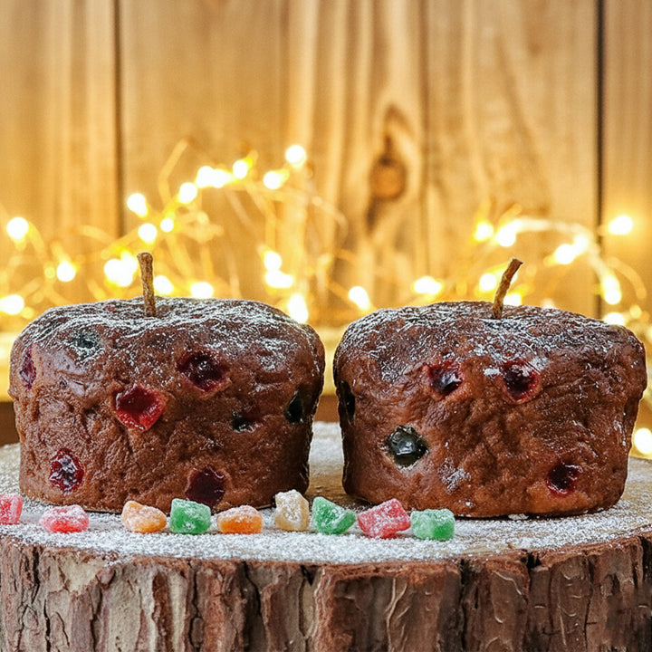 Handmade Realistic Plum Cake Soy Wax Candle For Christmas Decoration