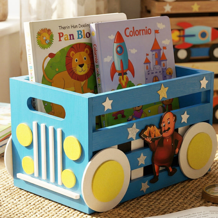 Blue Bus Personalized Handmade Book Box