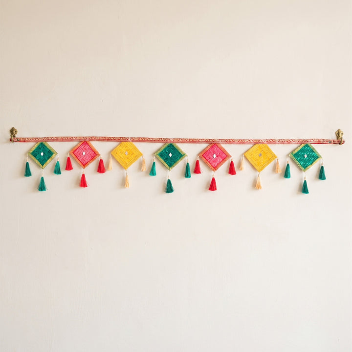 Patang Handcrafted Kite Bamboo Toran With Tassels For Festive Decor