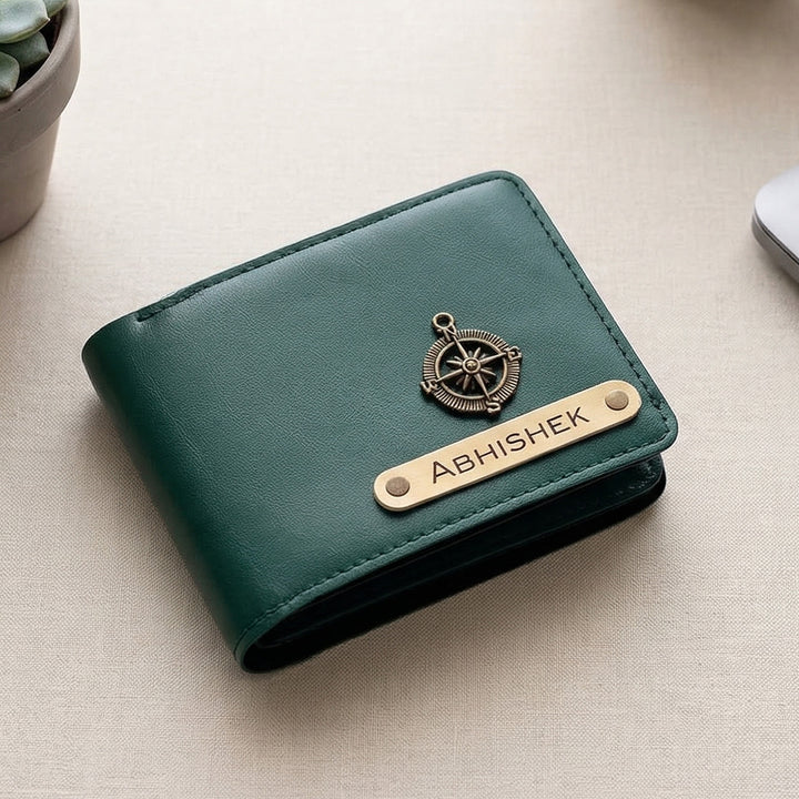 Personalized Faux Leather Men's Wallet With Charm