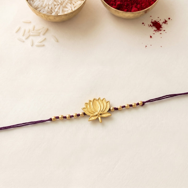 Handmade Kamal Lotus Motif Rakhi With Roli Chawal For Bhaiya