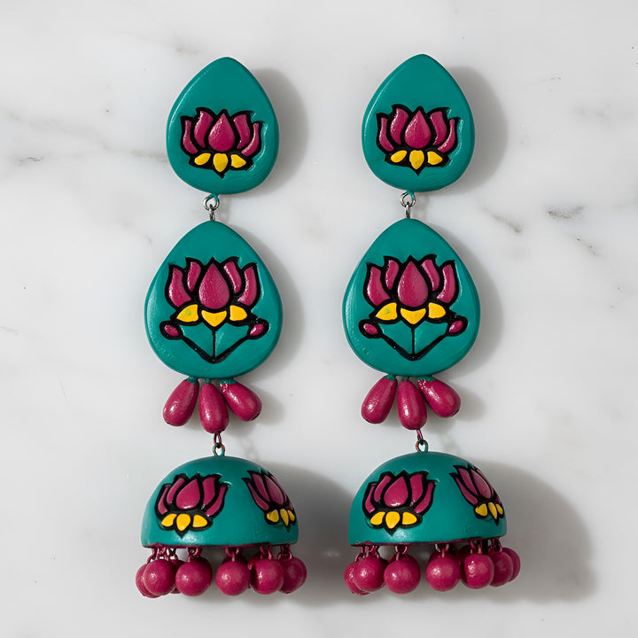 Handmade Lotus Trail Terracotta Earrings