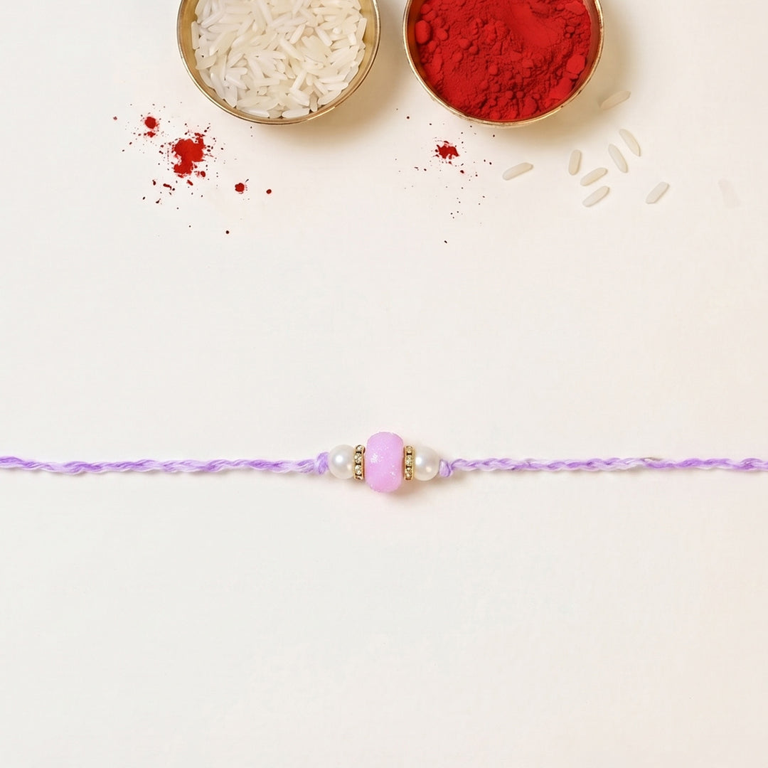 Handmade Moti Saaj Pearl Rakhi With Roli Chawal For Bhaiya