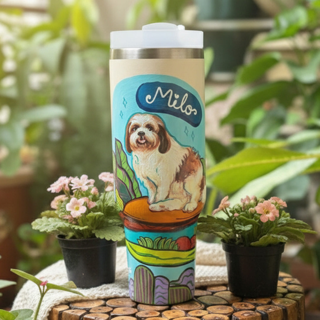 Photo Personalized Hand-Painted Single Character Pop Art Illustrated Insulated Sipper