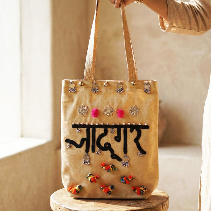 Hand-Embroidered Dori Work Jadugar Tote Bag