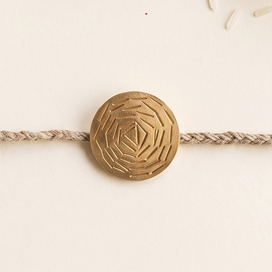 Handcrafted Oval & Circular Brooch Pin Rakhi With Roli Chawal For Brother