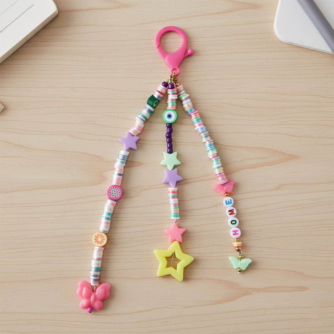 Personalized Multicolor Fimo Beads Bag Charm For Kids