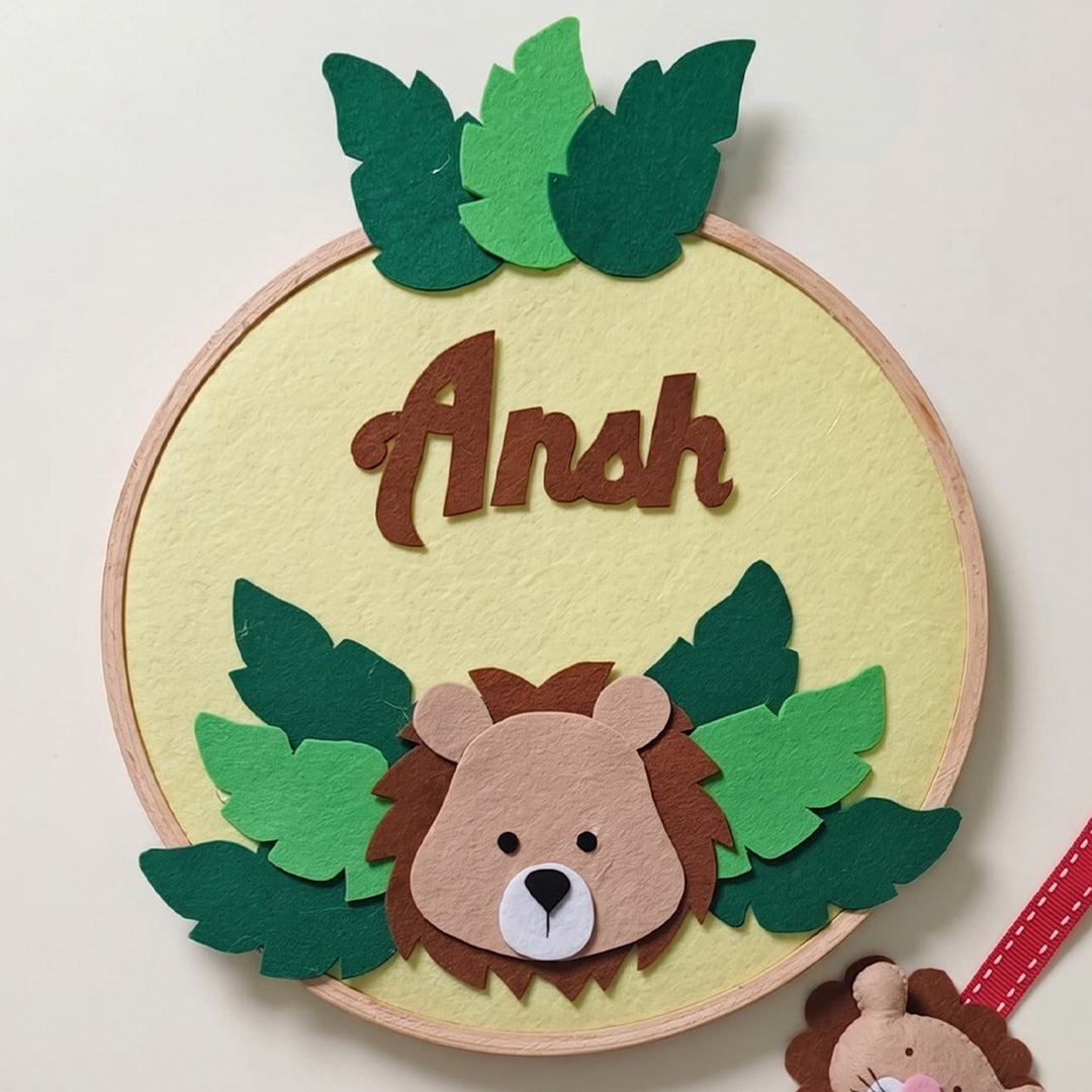 Personalised Handmade Felt Lion Rakhi With Matching Nameplate & Roli Chawal For Brother