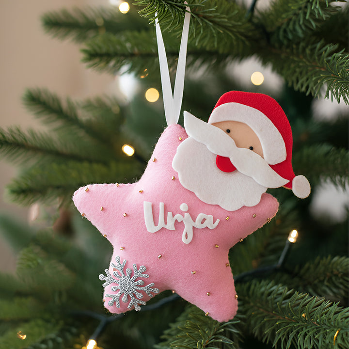 Personalized Star & Santa Felt Ornament For Christmas Tree Decoration